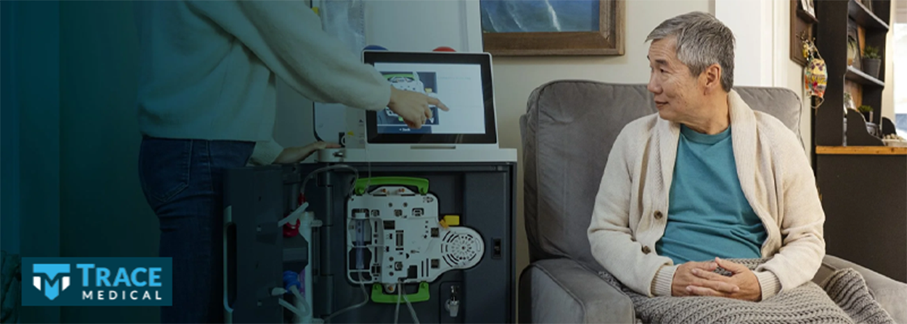 Older man receiving dialysis support at home
