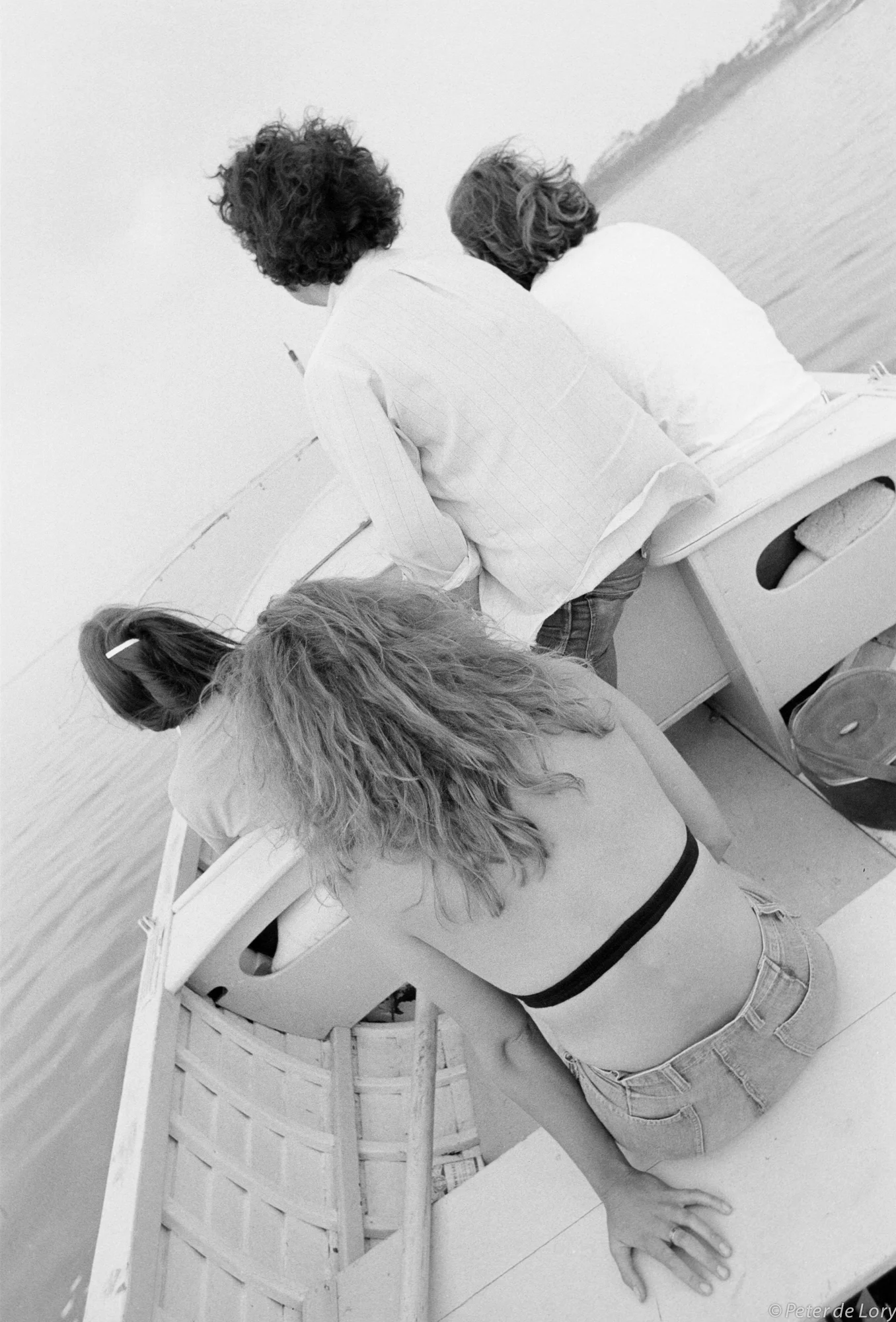 Looking out to sea, Nauset Inlet, Orleans, Millie, Gaylord, Lance, Larry, 1971