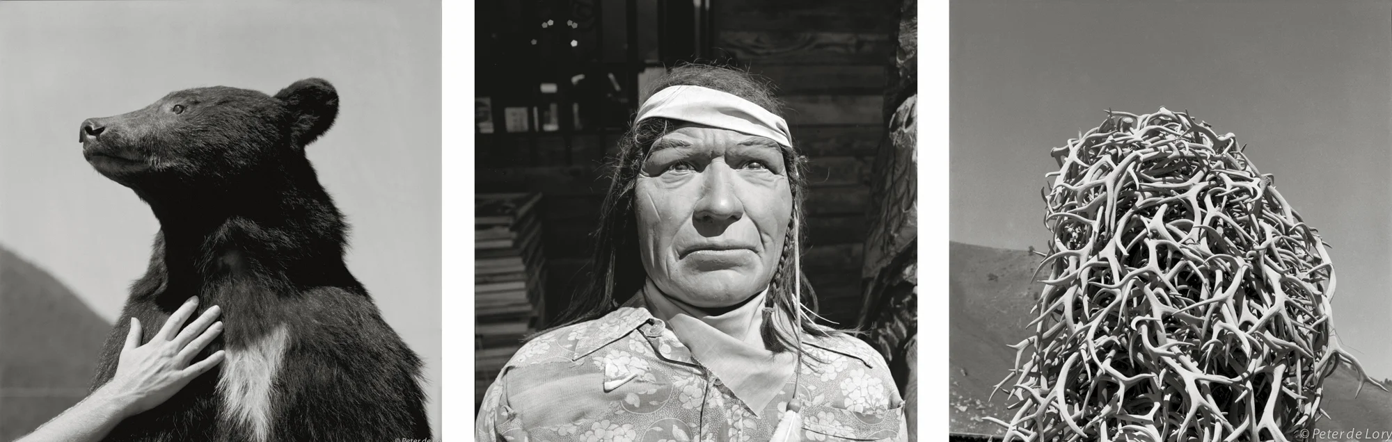Western Epilogue Stuffed bear, Wyoming - Indian effigy, Utah - Antler, Jackson Hole, Wyoming, 1990