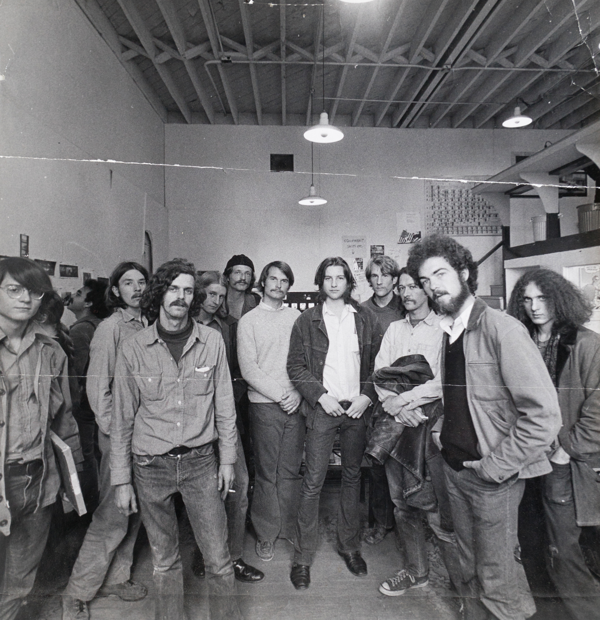 San Francisco Art Institute some of the Photo gang, left to right-Percy, Walt Kennedy, Greg De Lory, ___, ___, Edgar Boyles, Paul Mienhiet, John Deeks, Gene Kenny, Peter de Lory, Jim Mazingo. Photo Greg De Lory, 1970