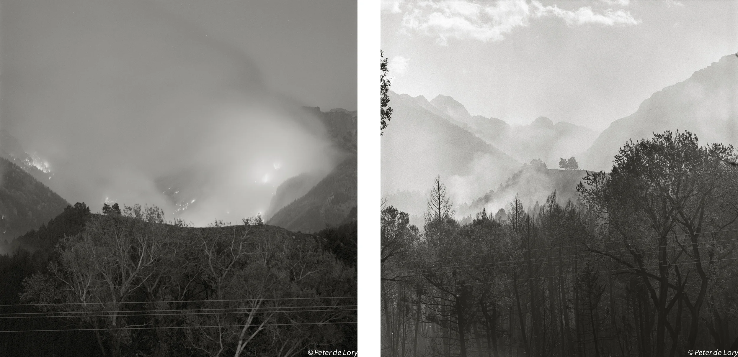 Pine Creek Fire, Night and Day, Pine Creek, MT, 2012