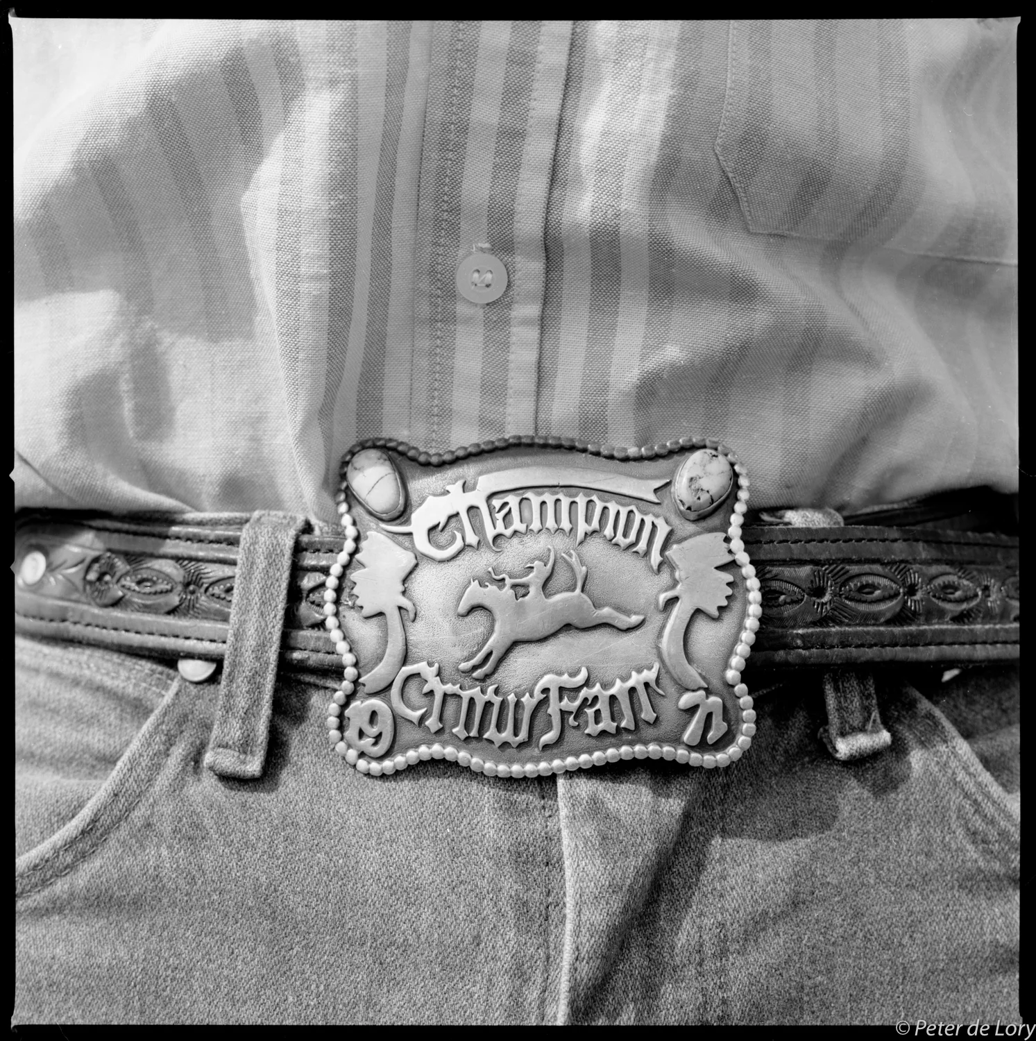 Henry Real Bird's, Champion Buckle for Bronc Riding, made by Kenard Real Bird