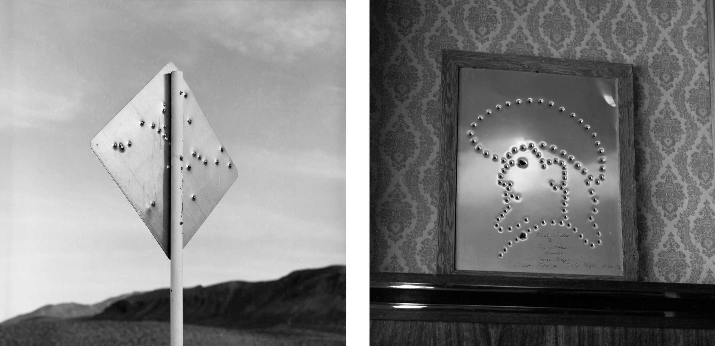 Bullet Drawing Sign, Route 93, Idaho - Wild Bill, Erma Cafe, Cody, Wyoming 1991