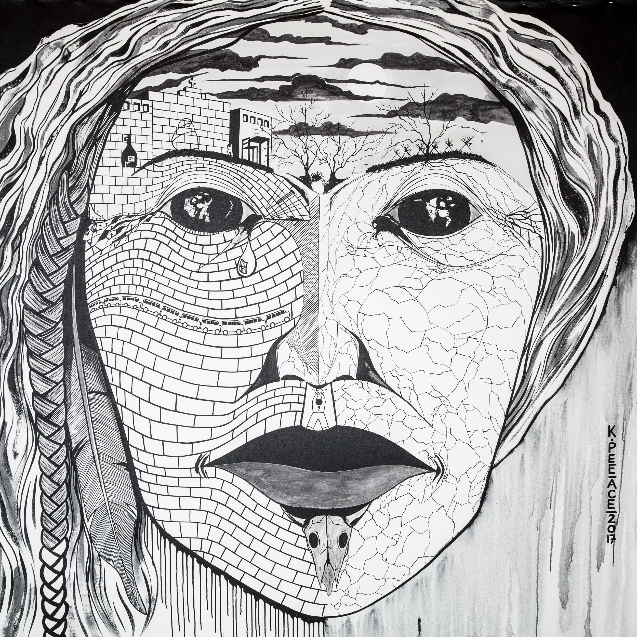 Limited Edition Print, "From Residential schools to Reconciliation". Series 6, 48"x 48"Giclee.