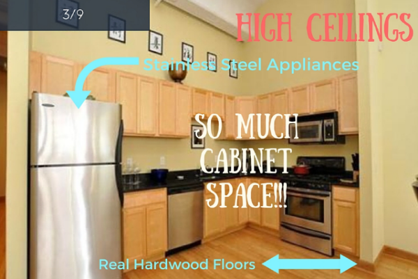 This is the actual kitchen from the listing. All heart eye emojis for this beauty in the city.