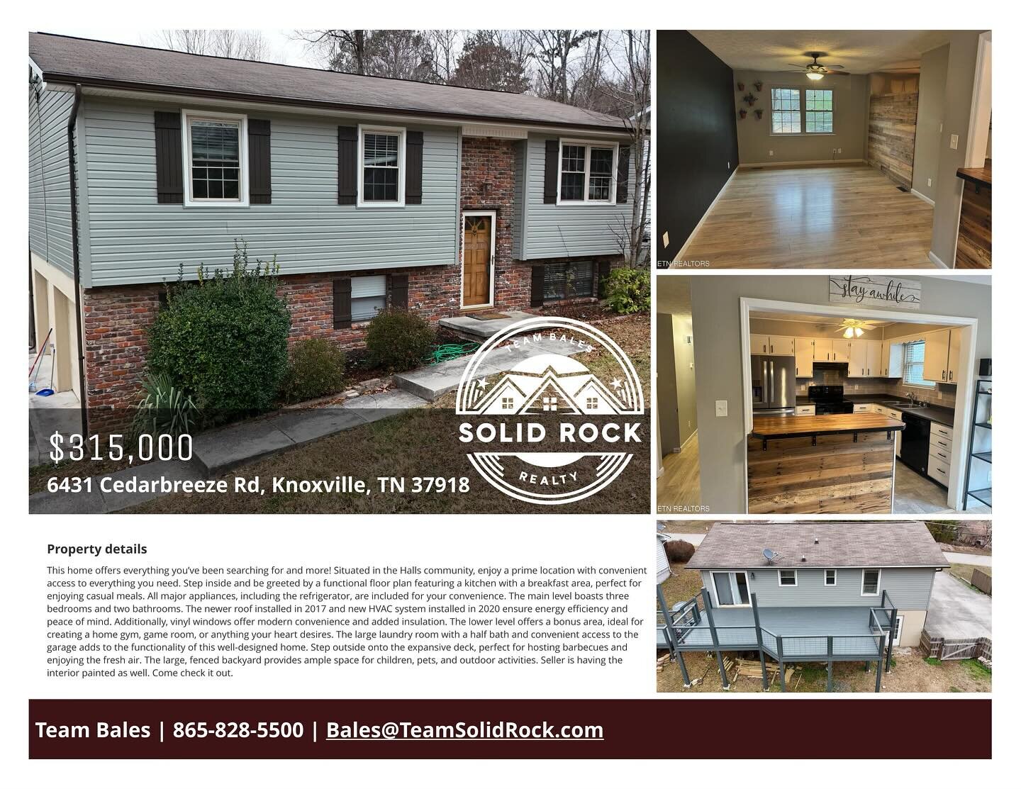 This one went on the market this Tuesday. Check it out. https://www.flexmls.com/share/9gw9Z/6431-Cedarbreeze-Rd-Knoxville-TN-37918