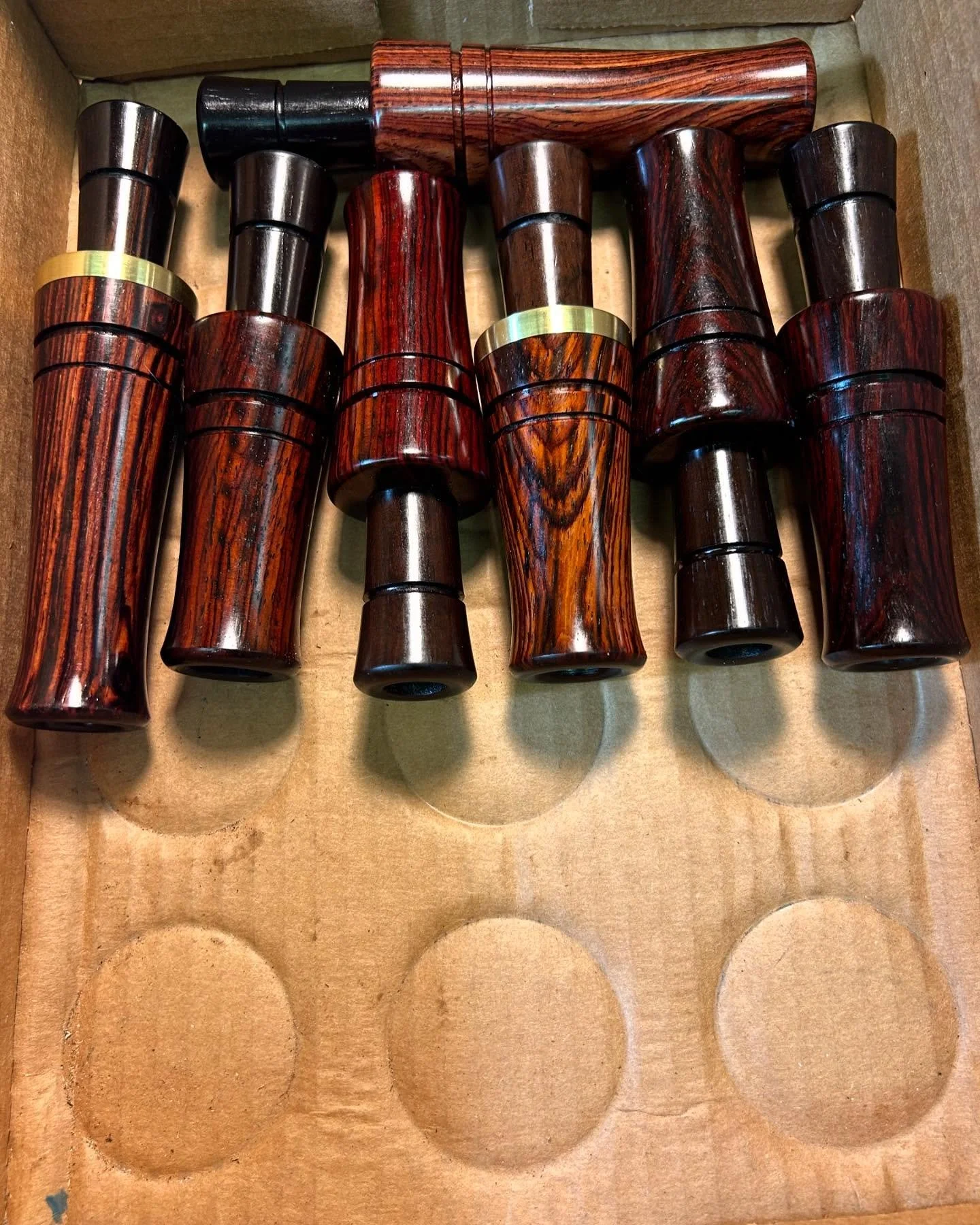 A few going out the door this week.  Also a couple extra timber calls on the website. 

#cocobolo 
#duckcalls 
#iversonduckcalls 
#mallard