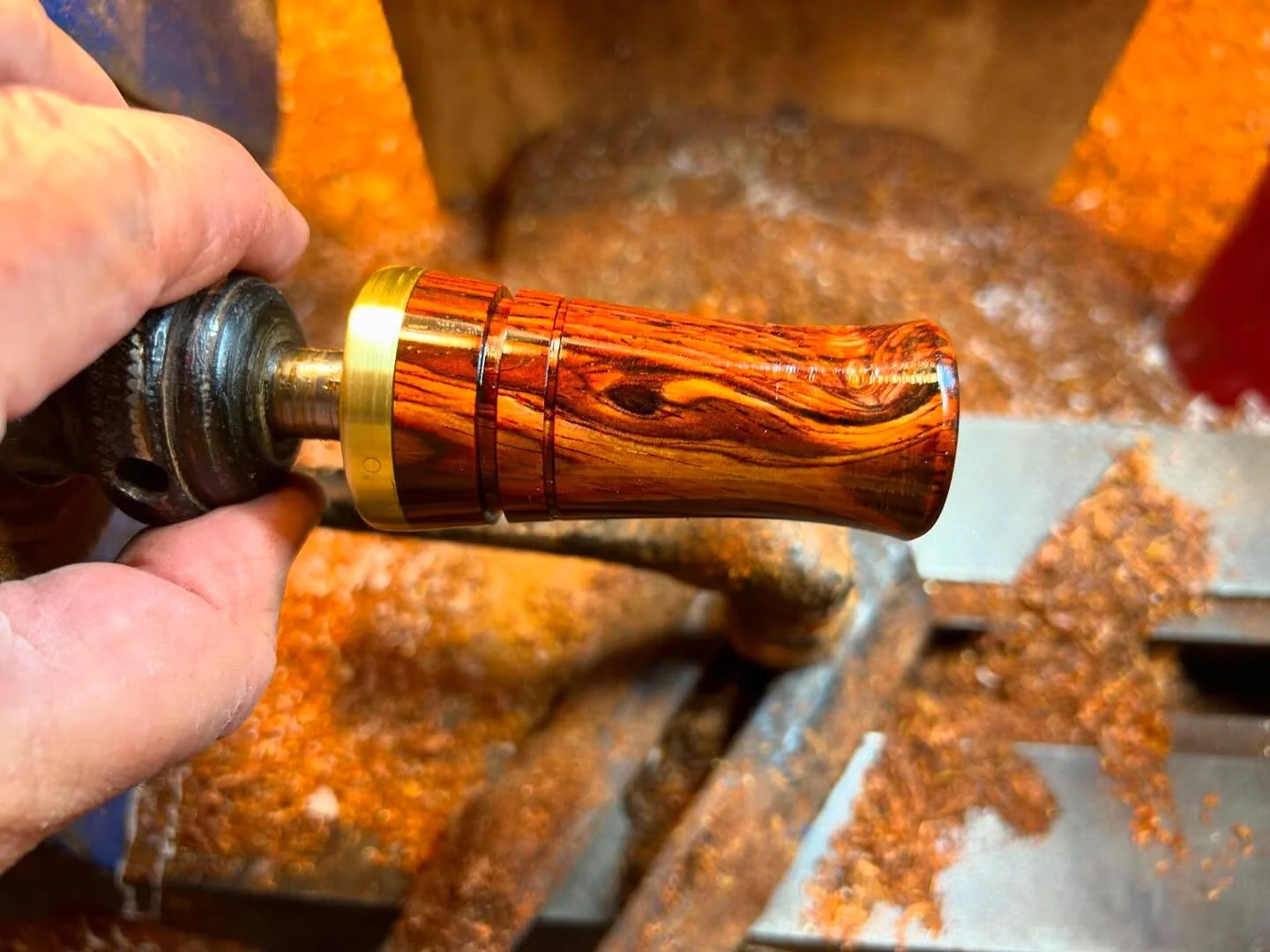 When the lathe stops. Never gets old. 

#duckcalls 
#handmadeduckcalls 
#cocobolo
#iversonduckcalls