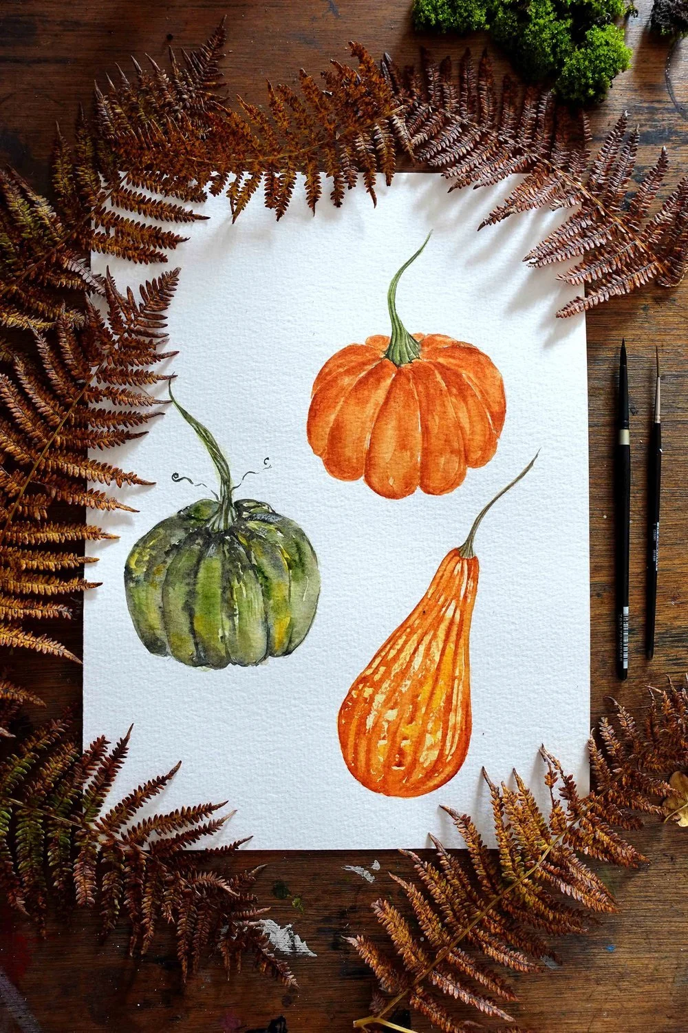 Pumpkins in Watercolour Workshop at Surrey Art School Studio