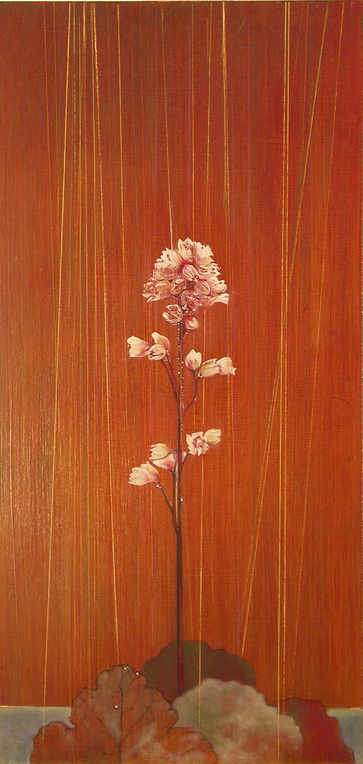   Flower in the Rain *  oil on panel 24" x 11" &nbsp;2005  
