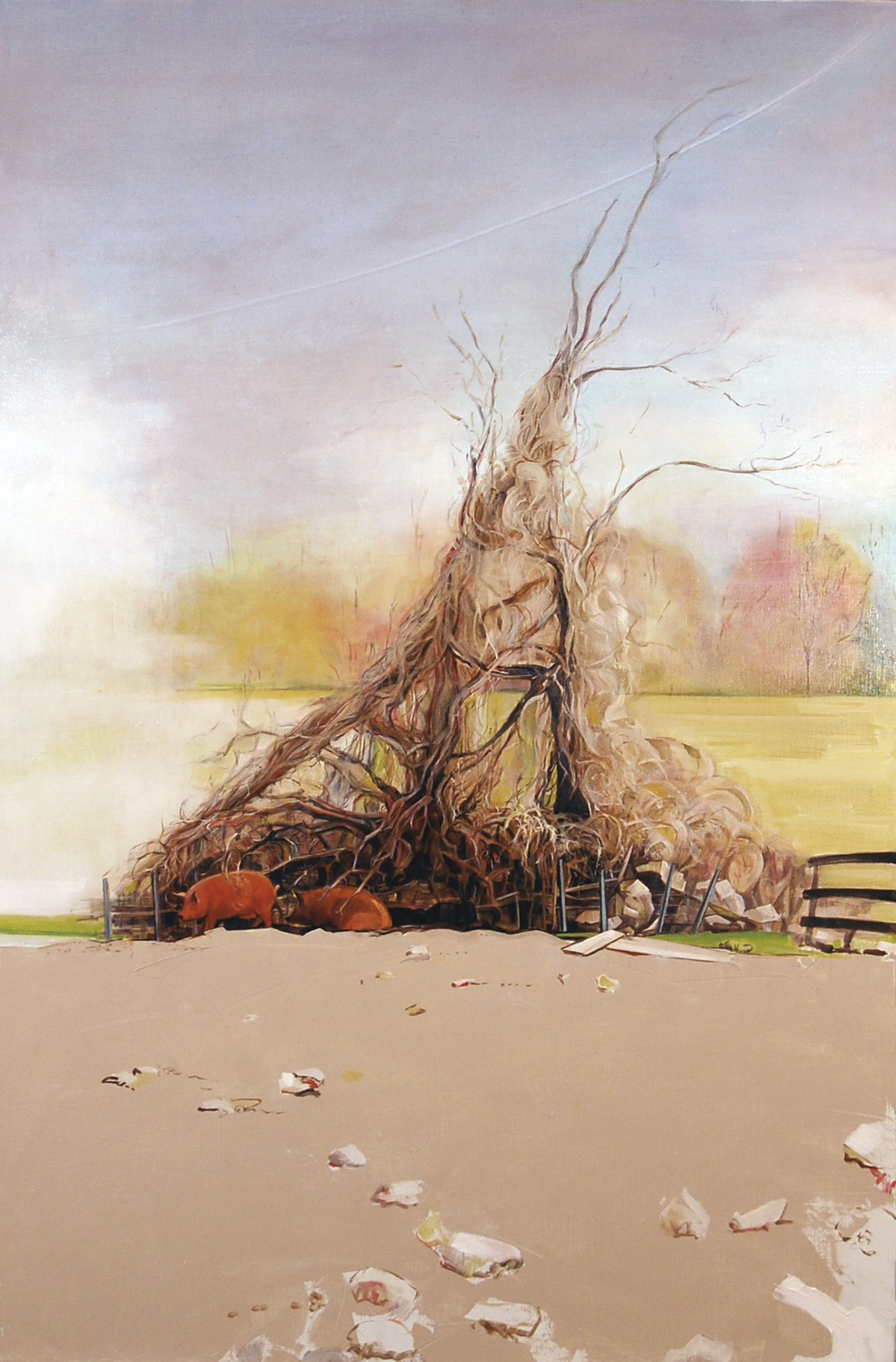 Pigs oil on linen 36"x22" 2010