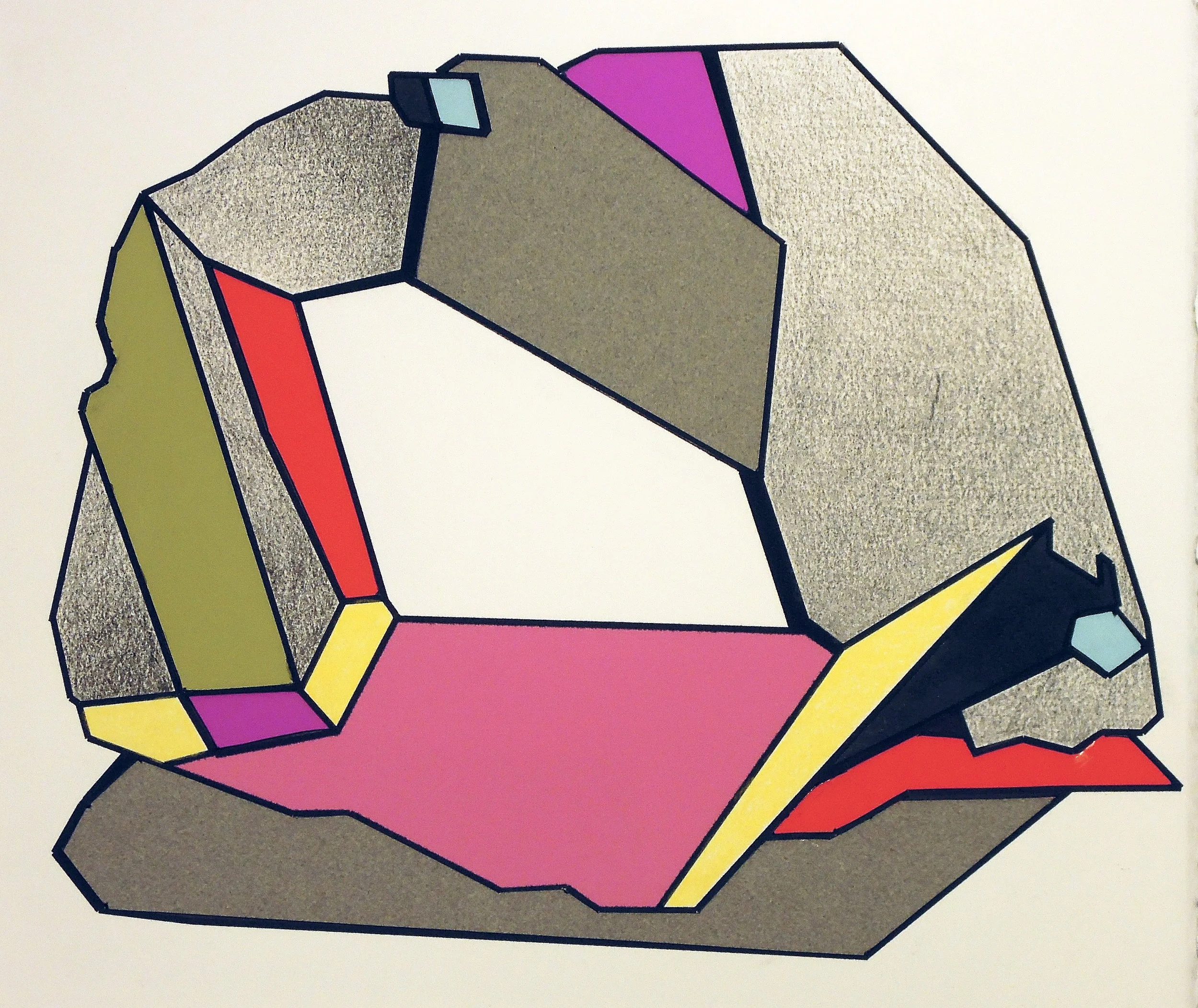 Geo #4 inkjet print, graphite, paper collage, 13" x 11" 2016
