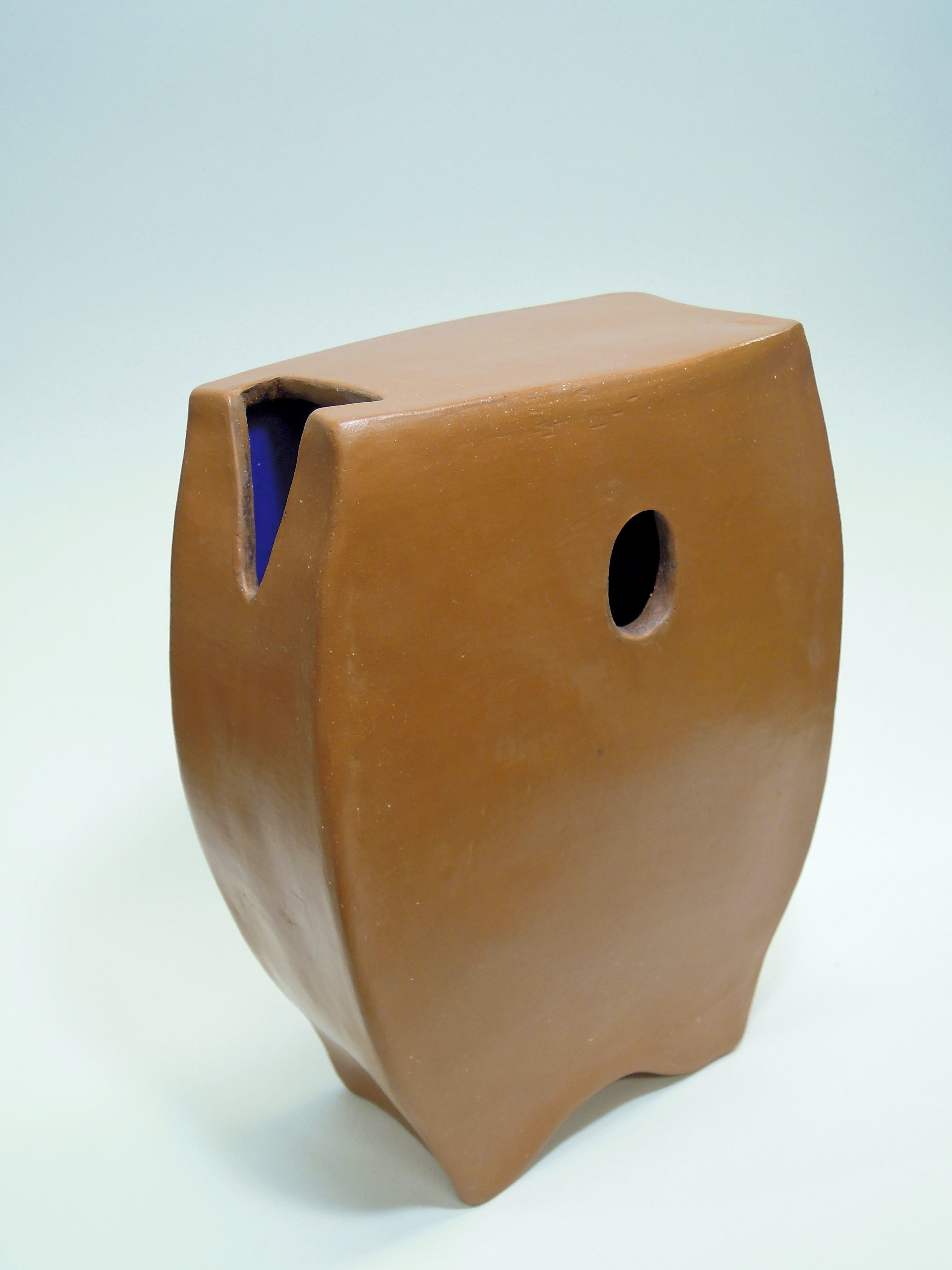    * Ikebana Vase  terra cotta burnished, waxed, blue interior 10” x 6” x 3.5” 2019 