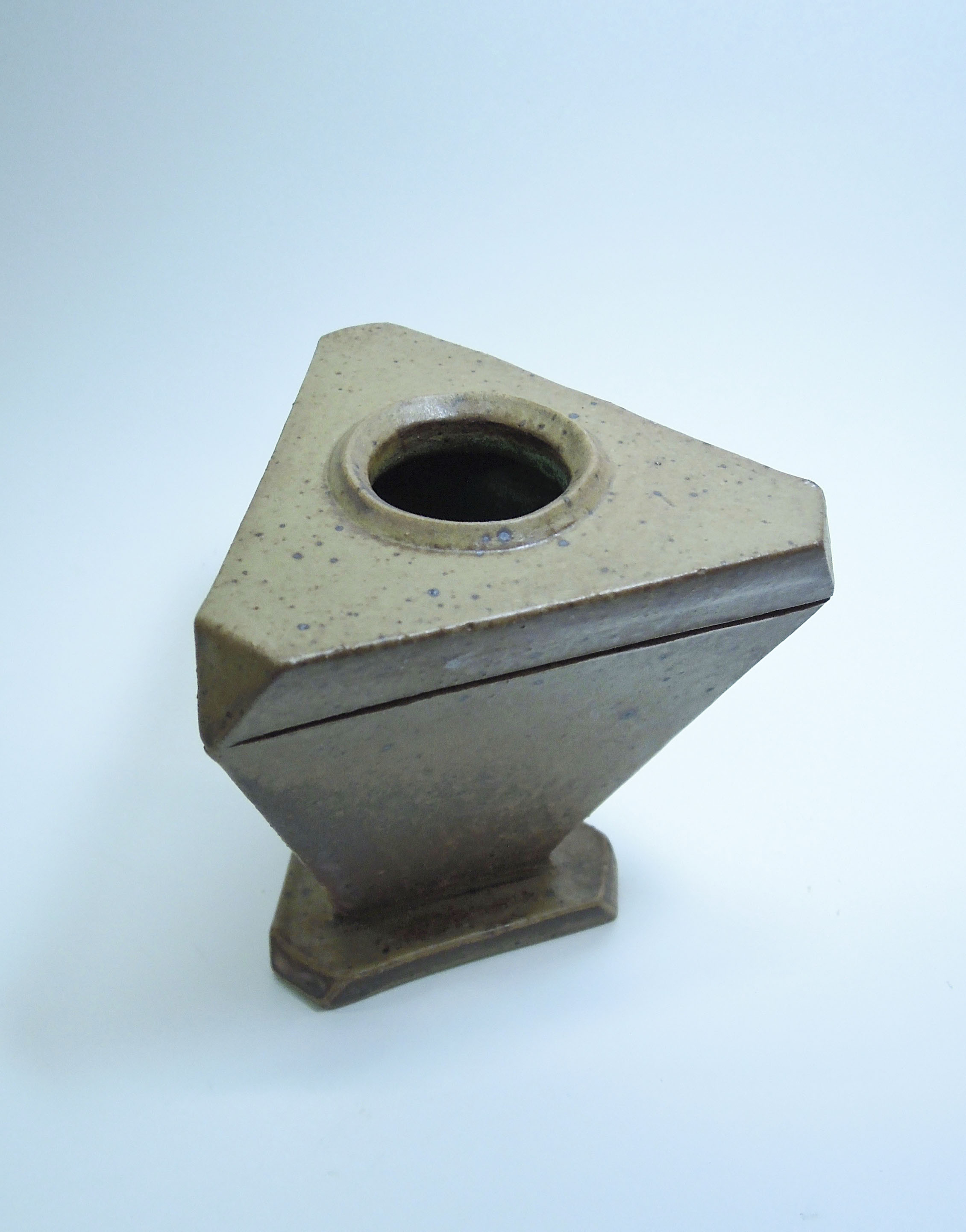     Tri-corner   Vase   brown stoneware, soda fired  6”x 6” x” 2019   