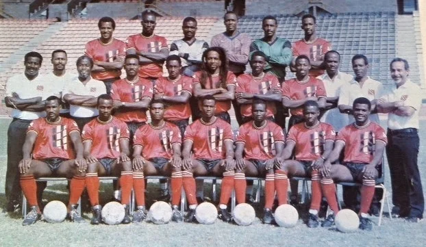 The entire Trinidad and Tobago National Team and Technical Staff (Strike Squad 1989)