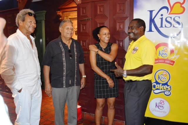 Earl Lovelace, Alvin Corneal (T & T Football Legend), Maylee Attin Johnson ( National Women's Footballer) and Gally Cummings in joyful conversation at the GFFS launch.