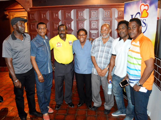 Past T & T National football standouts and some of the finest youth level coaches in Trinidad and Tobago showed their support to the GFFS youth development program. (From left to right): Floyd Lawrence, Kerry Jamerson, Gally Cummings, Desiree Sargeant, Michael Grayson, Marvin Faustin and Ron La Forest.