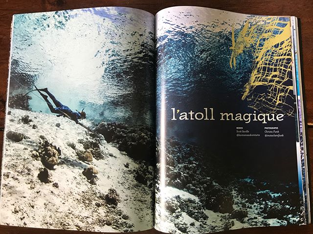 So exciting to our story in print! Here is a little sneak peak, a few pages from the article of this fun adventure written by @flounderscottsaville with beautiful photos by @instaclamfunk in issue 75 of @hawaiiskindivermag . Big thanks to our whole c