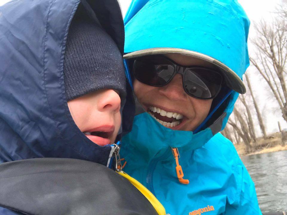 Clairey and her son Tanner Enjoying Full Conditions on the Snake River.