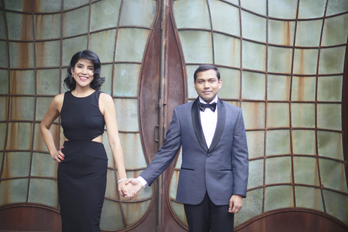 Bride and groom portrait outdoors at Chicago Illuminating Company