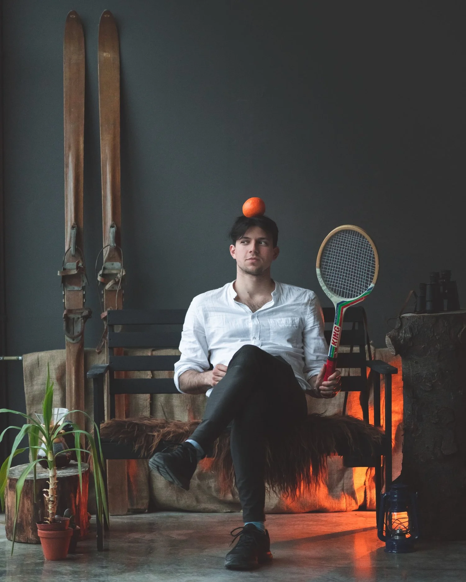 Joe sitting in The Space, his & Gunnar's studio, office & co-working space.