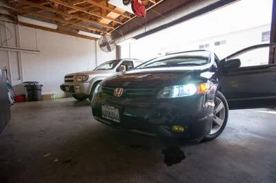 HID headlight installation.
