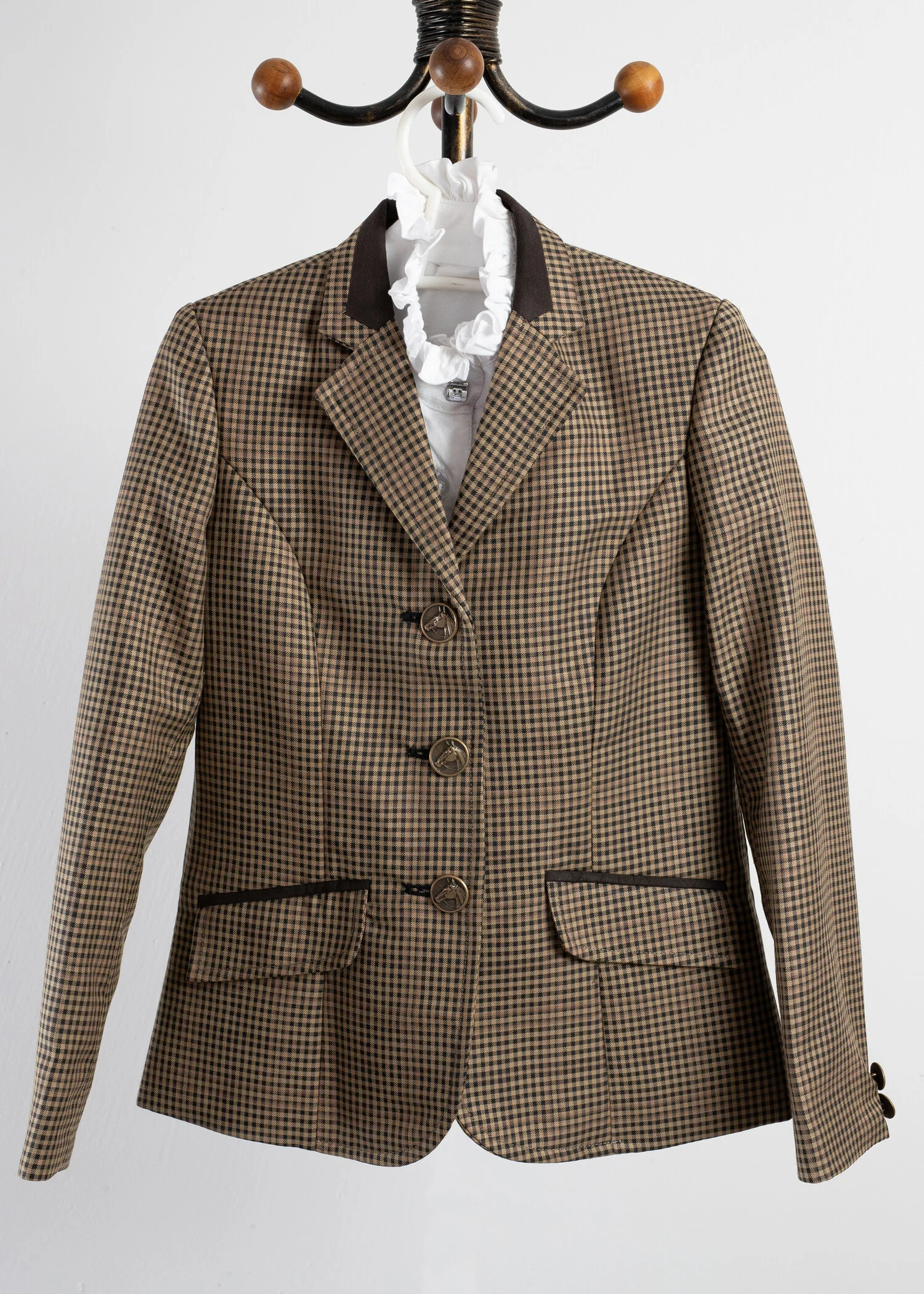 Brown and Tan Wool Blend Houndstooth Tweed