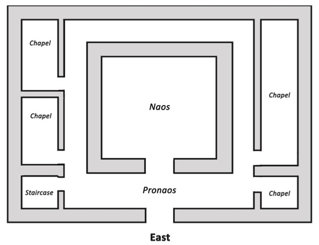  Temple floorplan (diagram is not to scale).  