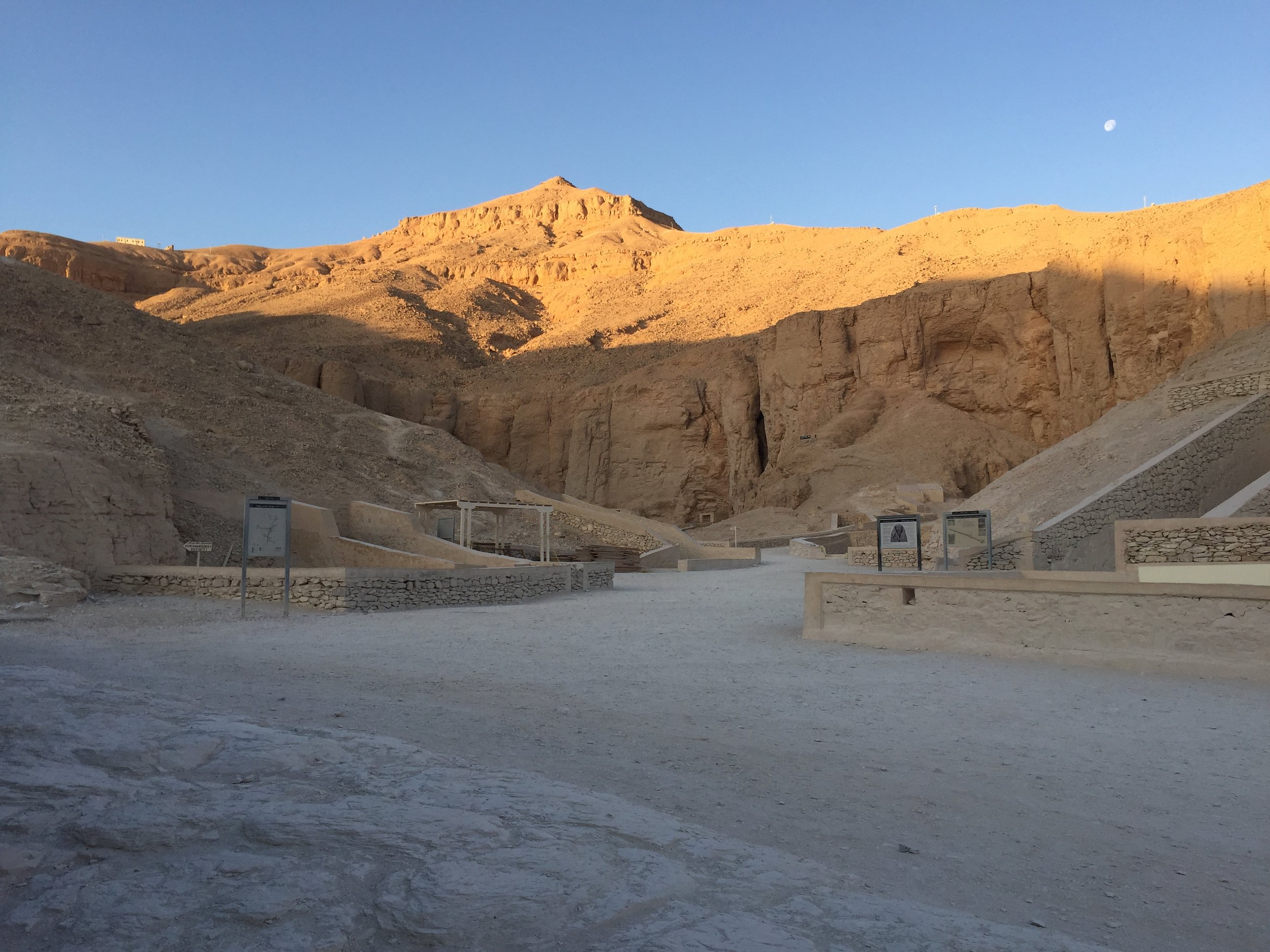 Daybreak in the Valley of the Kings. The entrance to King Tut's tomb is located just to the right of the captured frame.&nbsp;  Image © J. Paul Getty Trust, 2017 