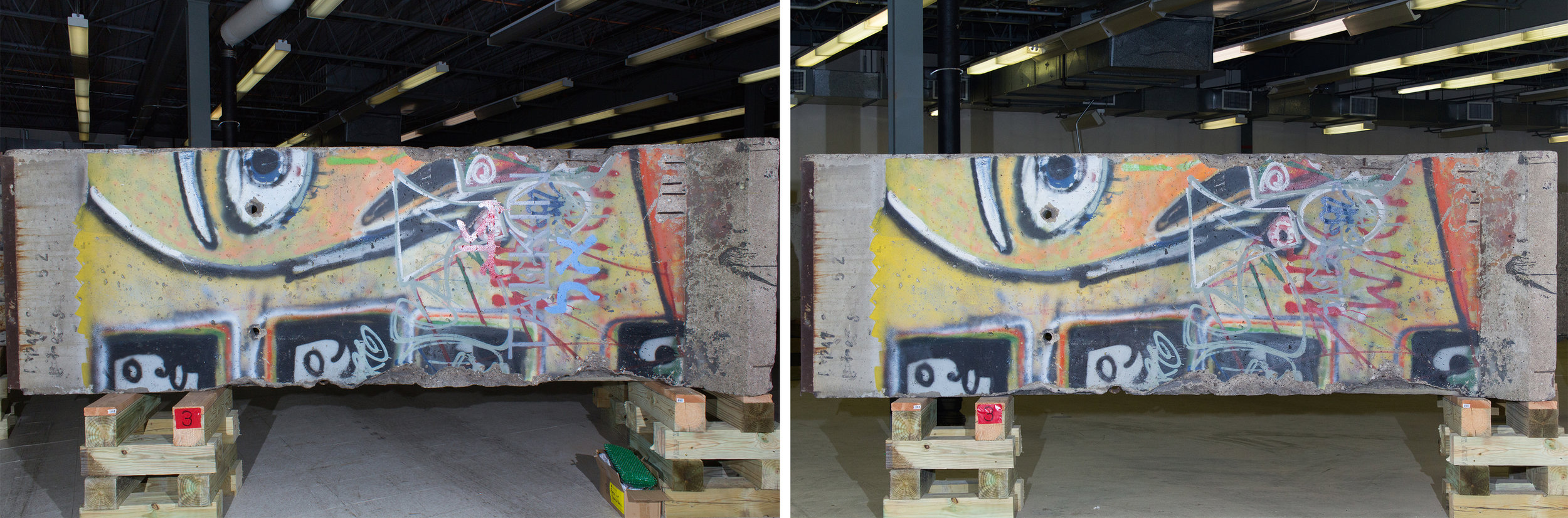  Segment 94.&nbsp;Before (left) and After conservation treatment (right).  Image © Katey Corda, 2015 