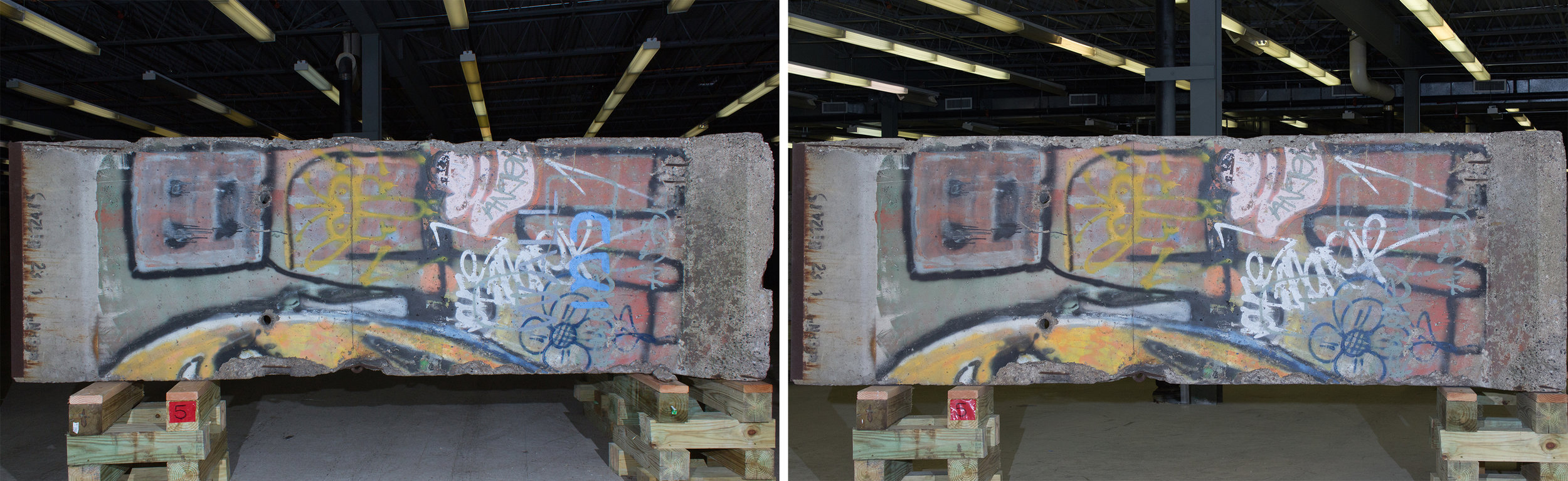  Segment 92.&nbsp;Before (left) and After conservation treatment (right).  Image © Katey Corda, 2015 