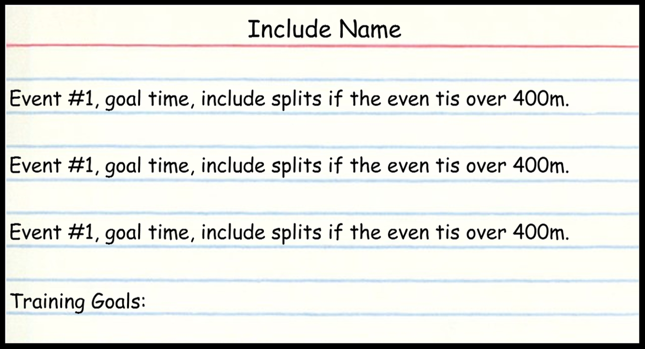 The use of a flashcard is an excellent way to begin the goal setting process, which can lead to enhanced concentration and focus during practice and competition.