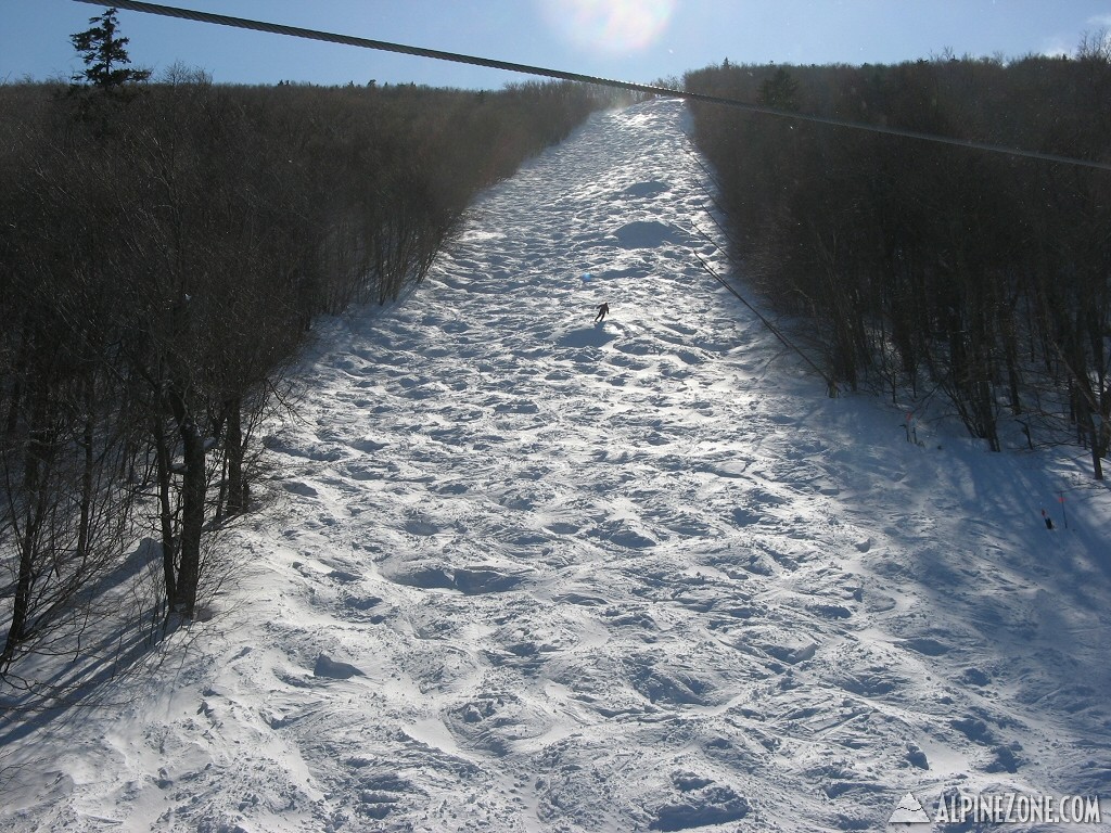 Looking up Stein’s Run, Sugarbush, VT from the Super Bravo Express Quad