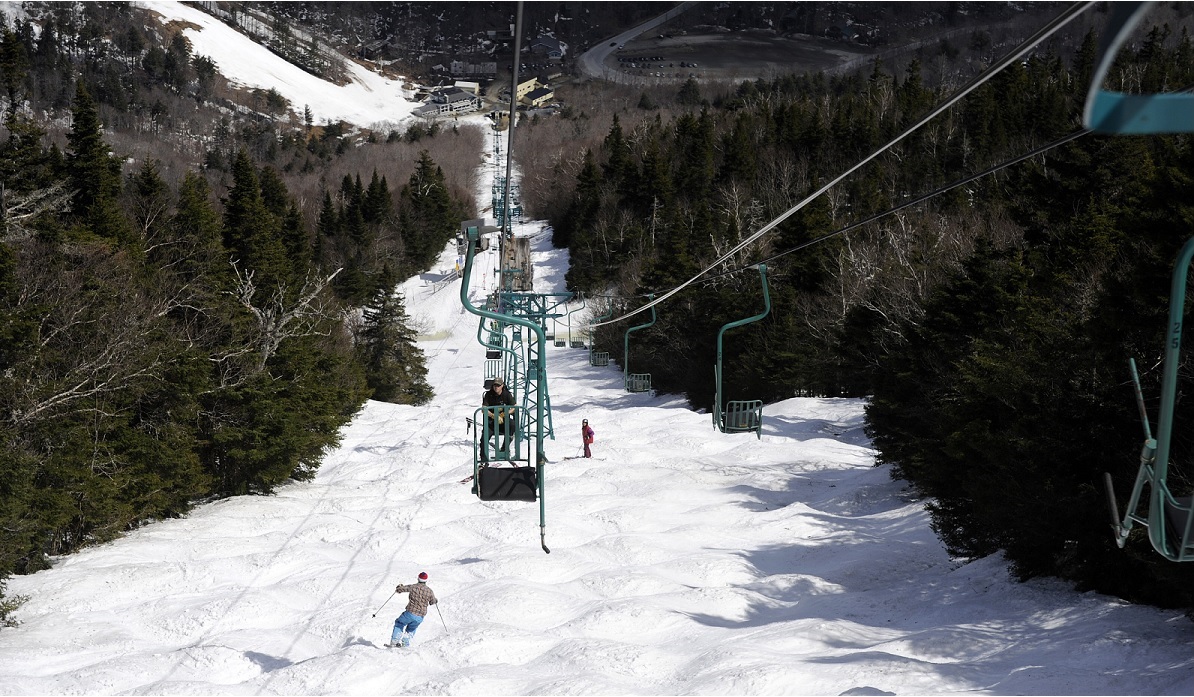 Spring bumps on Chute, located under the iconic single chair at Mad River Glen, VT
