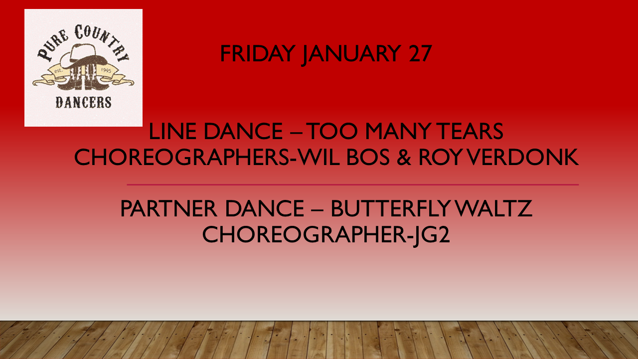 Line & Partner Dance Night, 7-10:30 pm, Lessons 7:15 pm, Click on date for dance info, directions, and more!