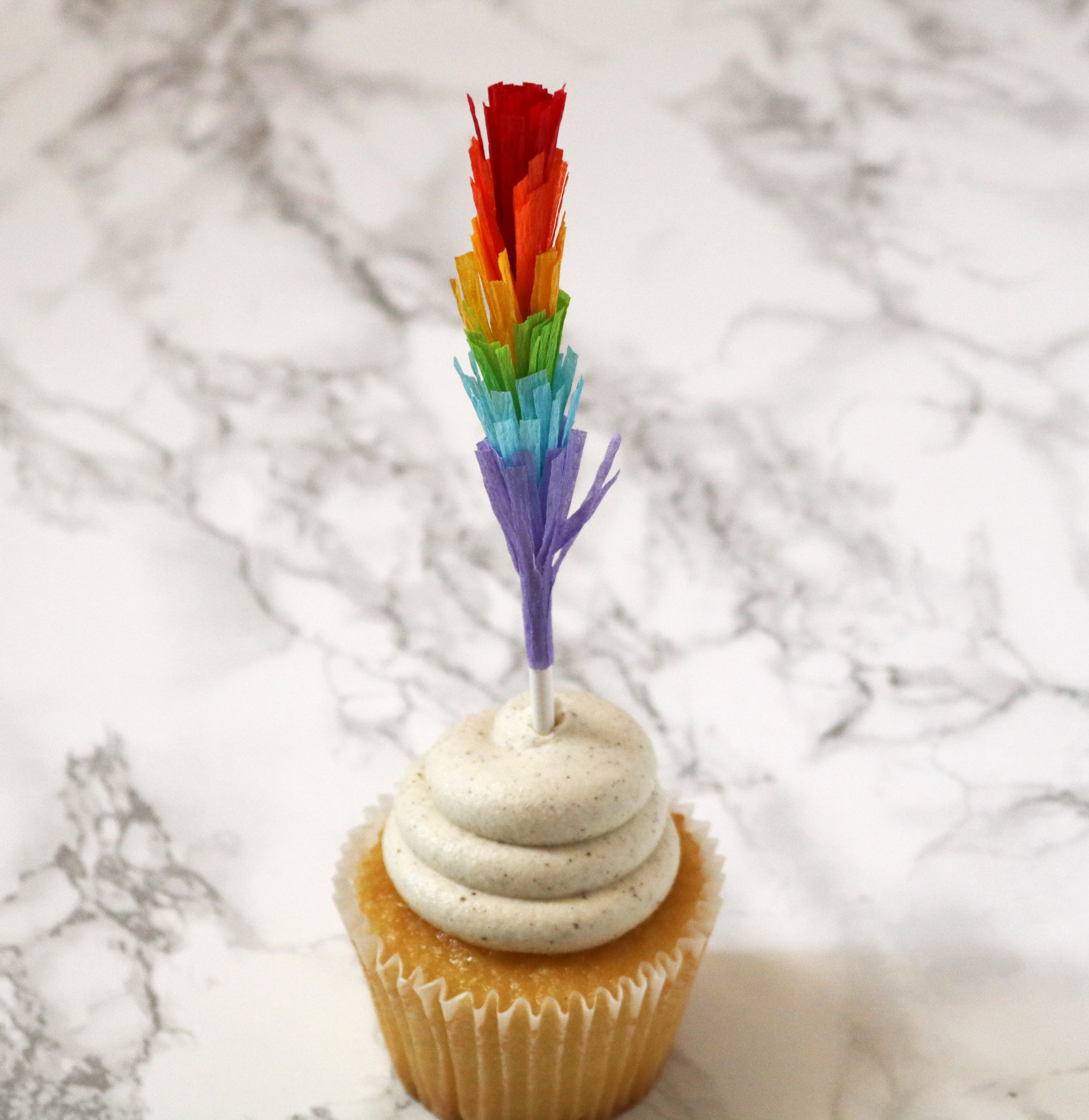 Rainbow Fringe Cupcake Topper