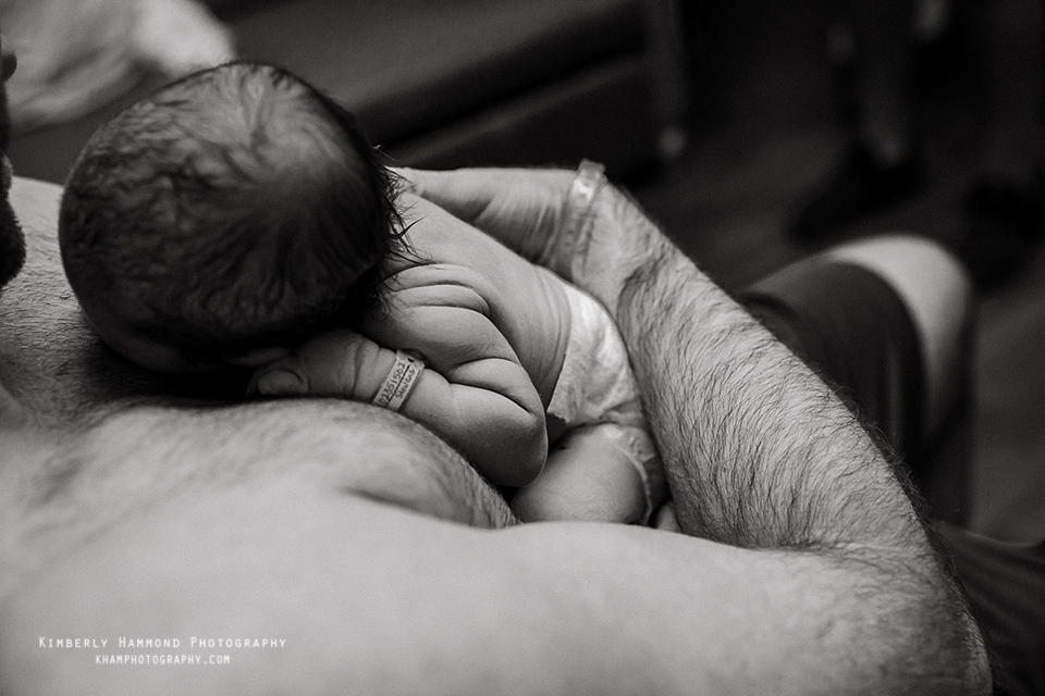 Baby back rolls after birth at Harris Methodist in Fort Worth, TX.