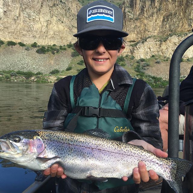 Ten years old and catching monster fish! #406 #montana #bigskycountry #flyfishing #missouririver #landofgiants #sage