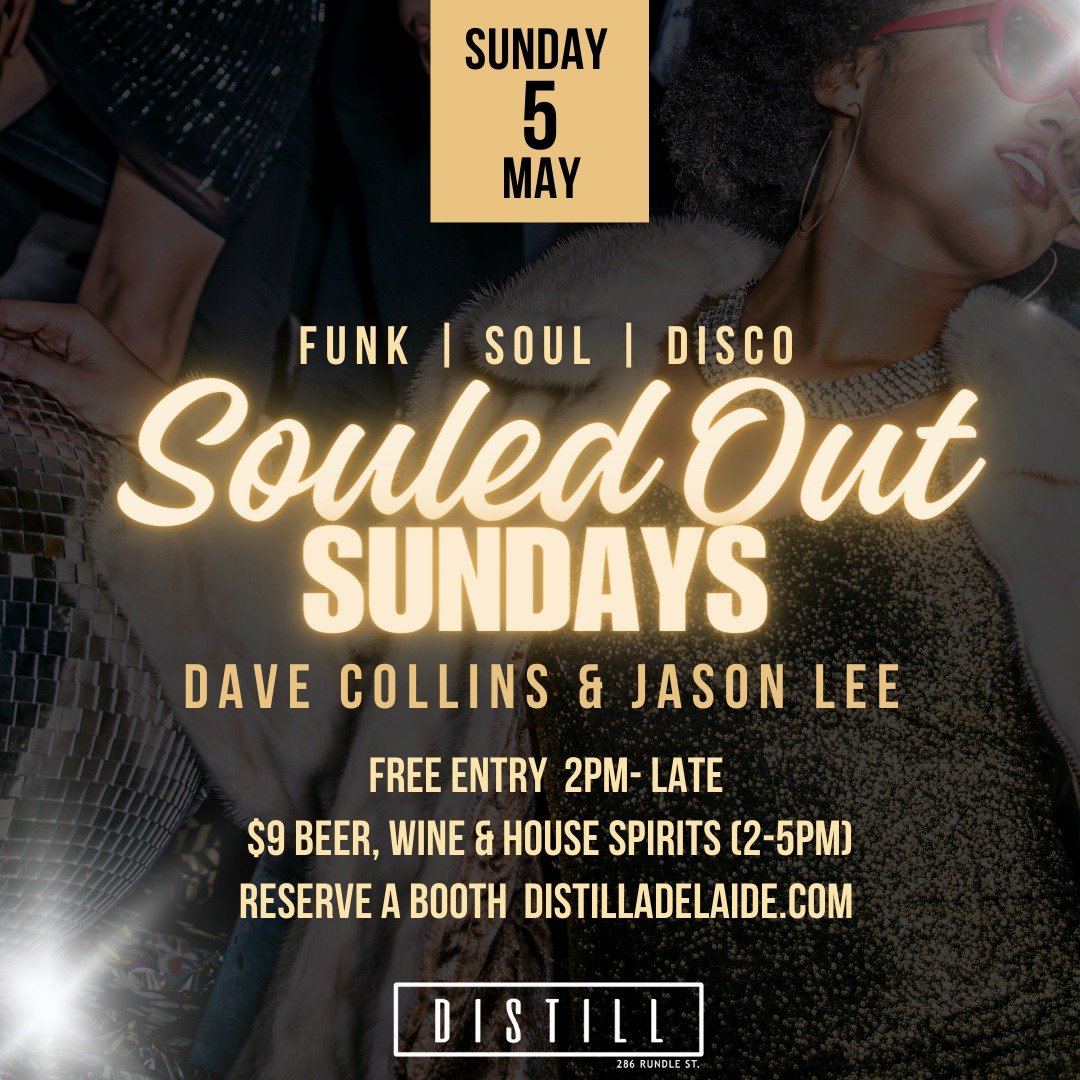 Get ready to dance the afternoon away TODAY from 2pm as we welcome Souled Out Sunday to Distill 🤩

https://distilladelaide.com/vipdoorlist