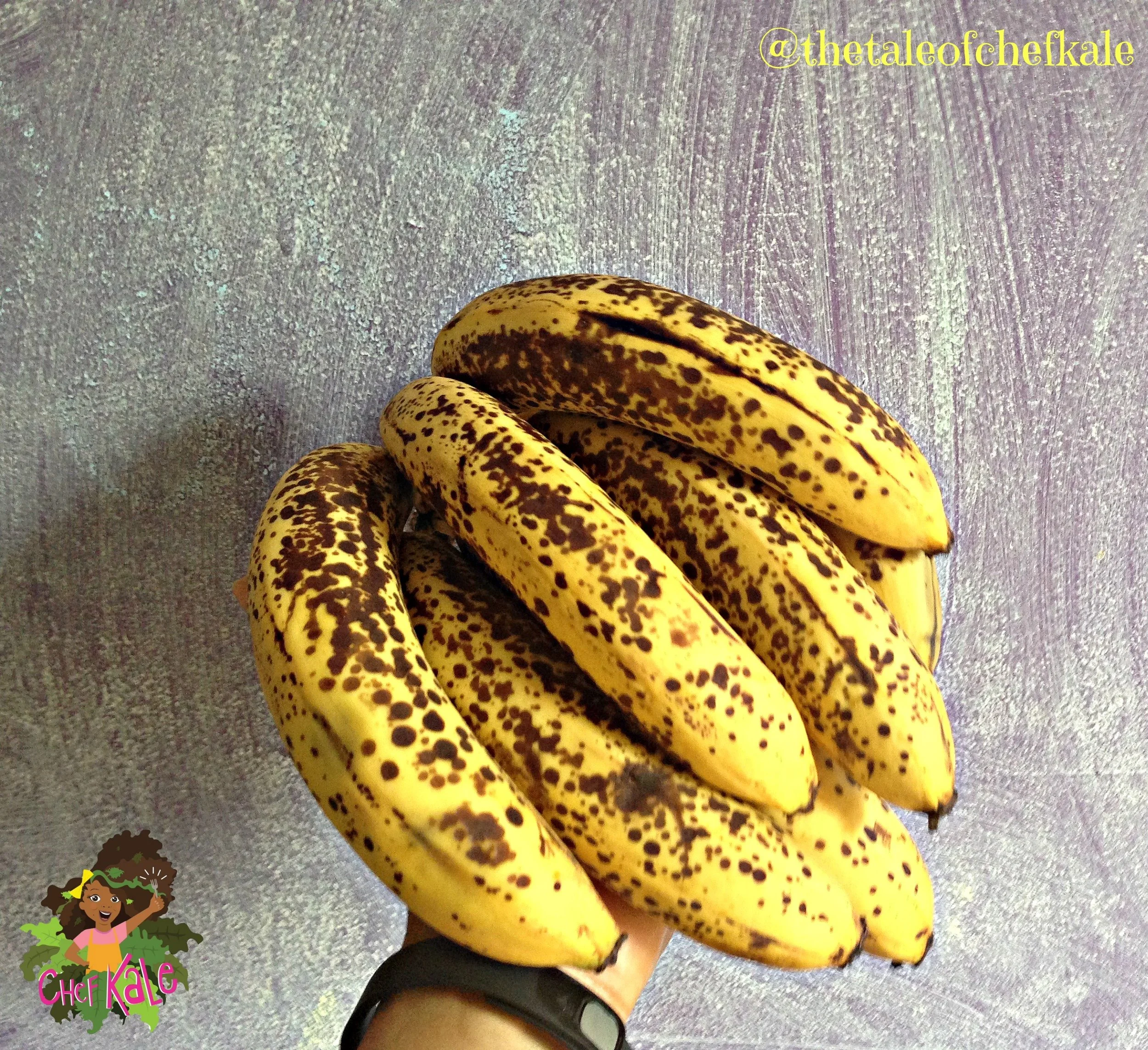 The freckles on this banana tells us that they're ripe and ready for digestion!