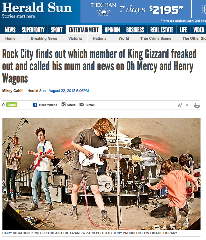  Herald Sun 'King Gizzard' image accompanying article 