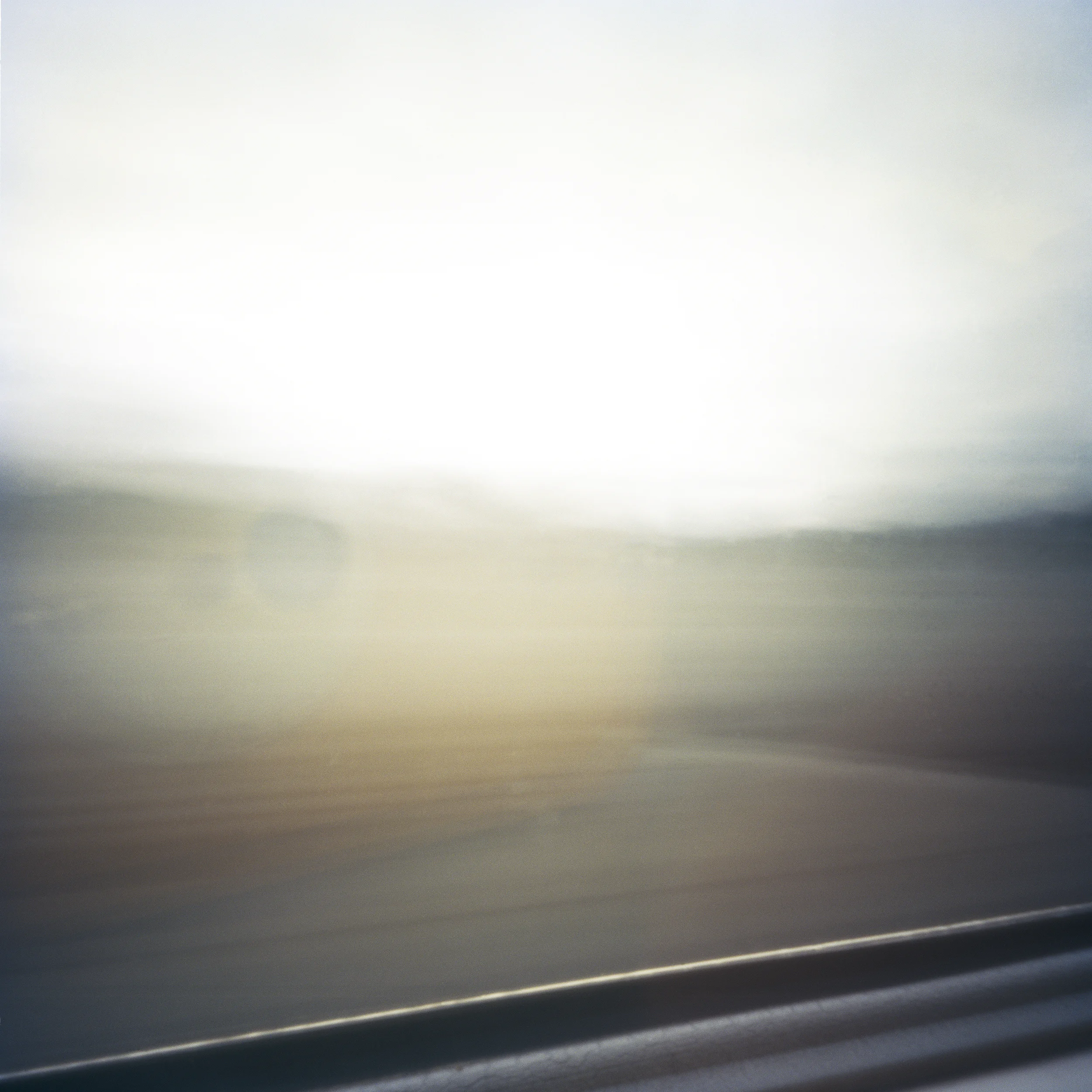 The View from the Bullet Train/Selfie 2016 A record of 20 minutes of landscape somewhere between Odawara and Atami, taken with hand-made pinhole camera. The yellow blob in the middle is the camera's reflection.