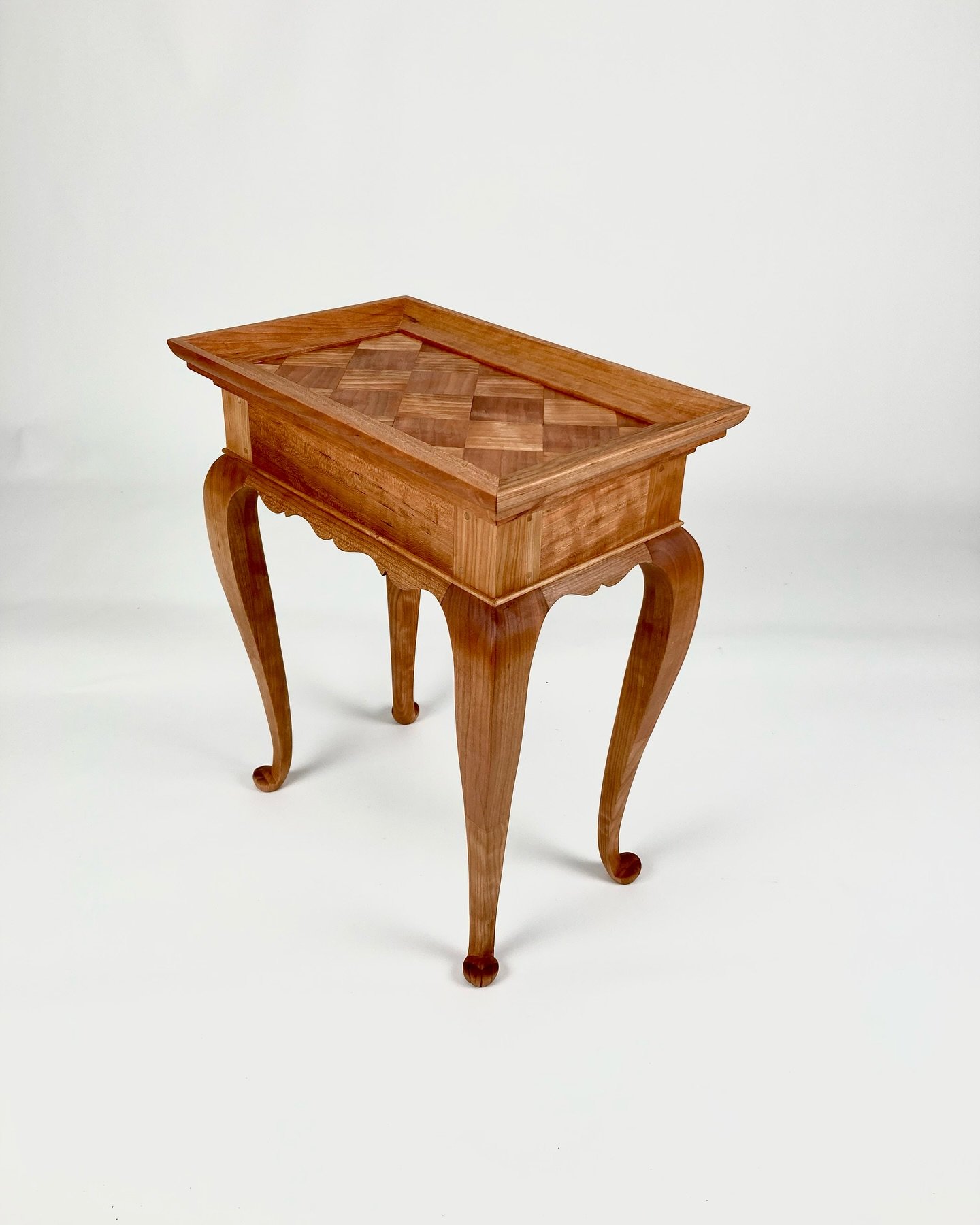 Another recently finished and unfinished project.  In preparation for the workshop I taught @haystack_school this summer, I wanted to use a bunch of old tea table techniques, which became the cat themed table.  I brought the reaching table with me to
