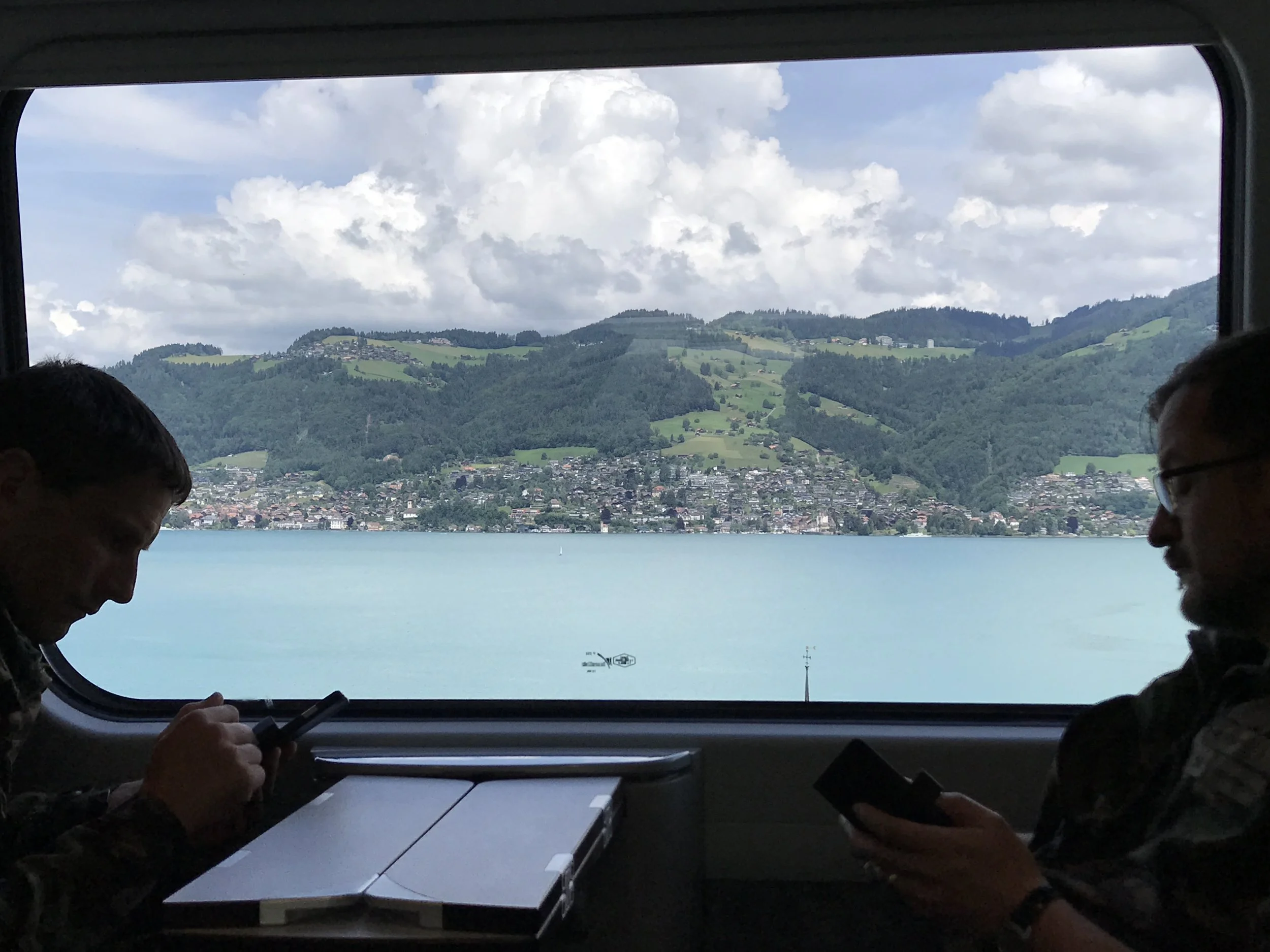  A quick view of Thunnersee, the Sea of Thun, which lies between Bern on the northwestern end and Interlaken (our next destination) on the southeastern end. 