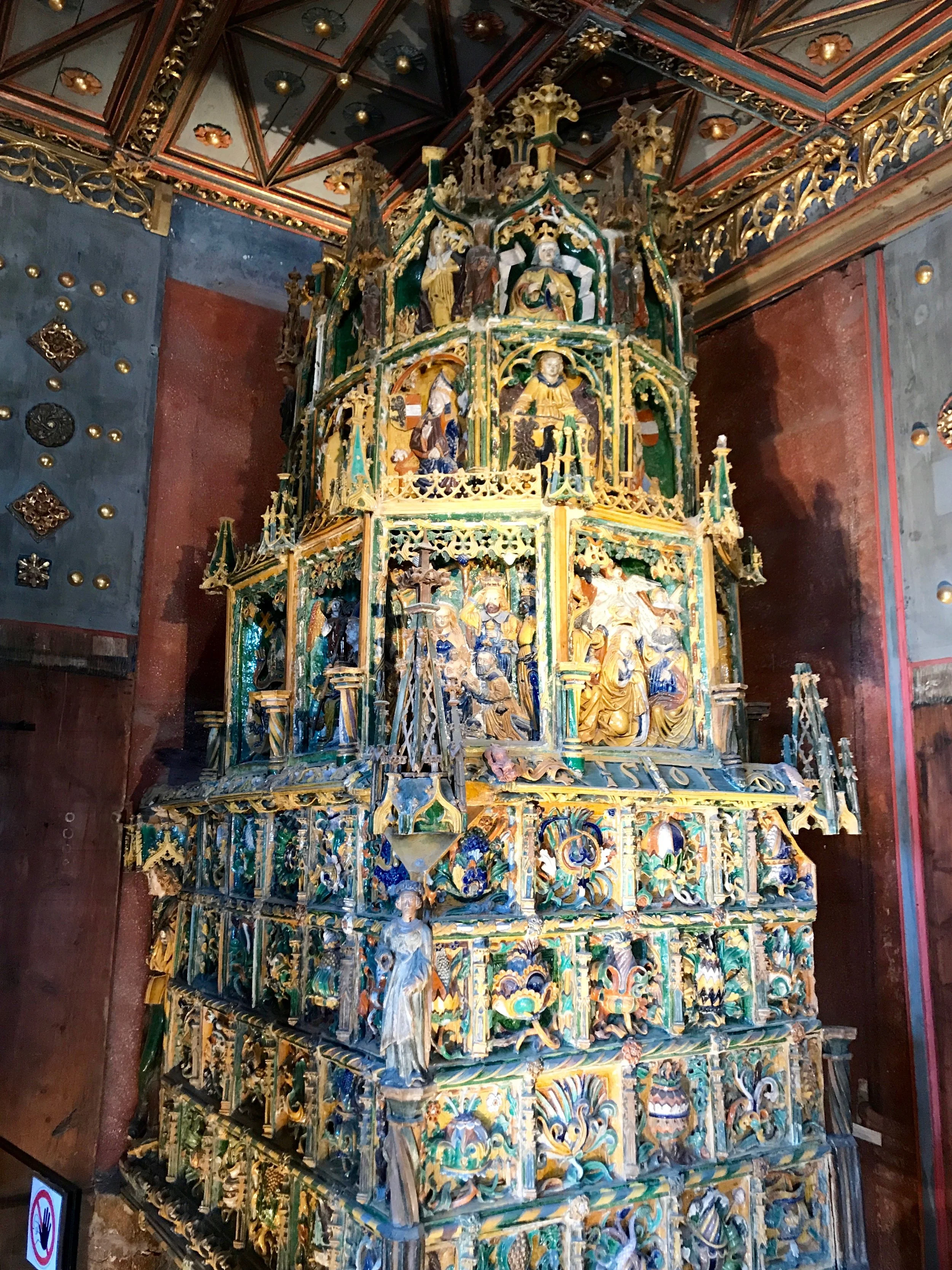  One of the ornately tiled ovens in Salzburg Fortress (Festung Hohensalzburg). 