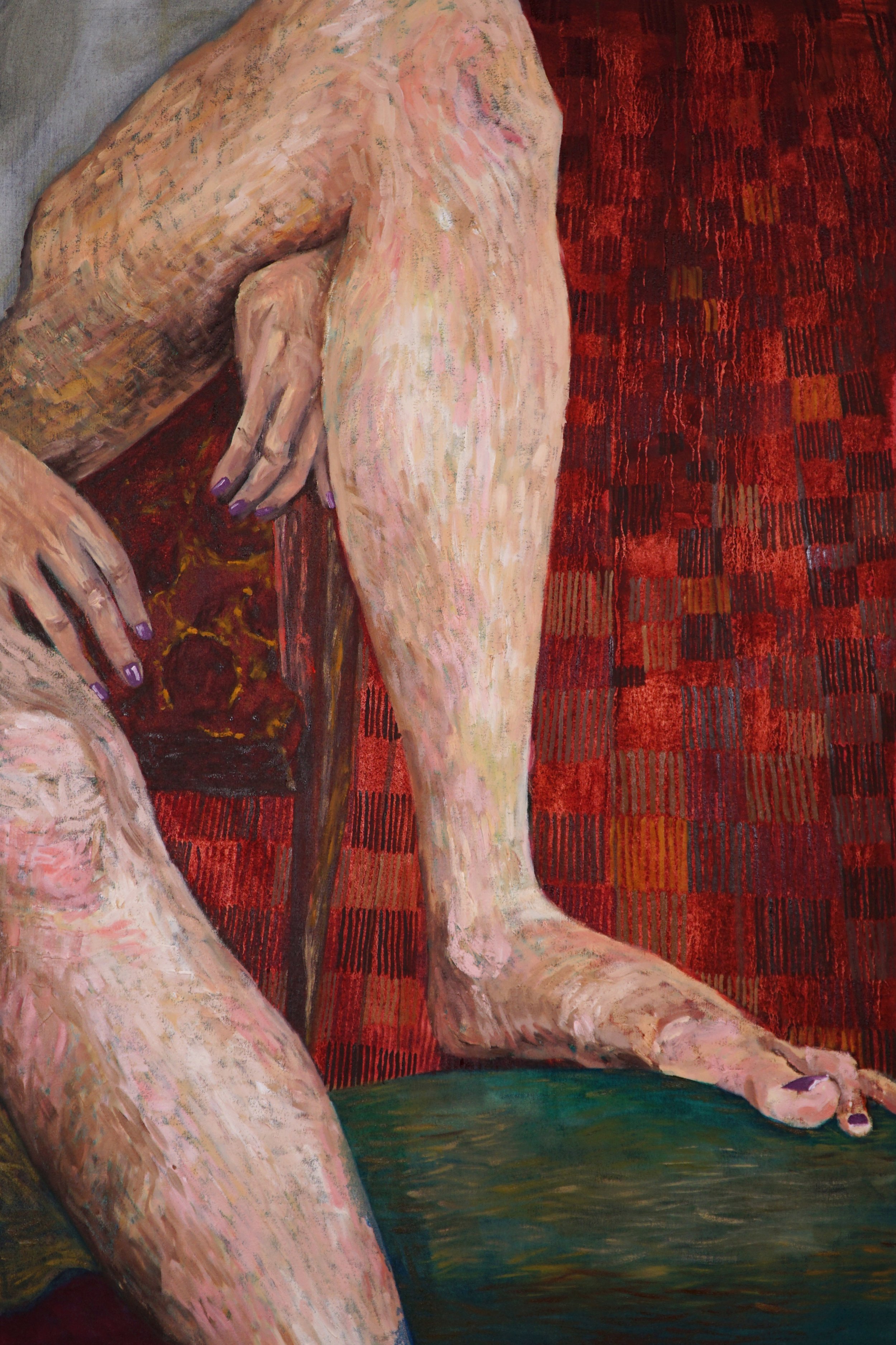  Legs Crossed (2022)  24”x36”x1.5”  oil on canvas    
