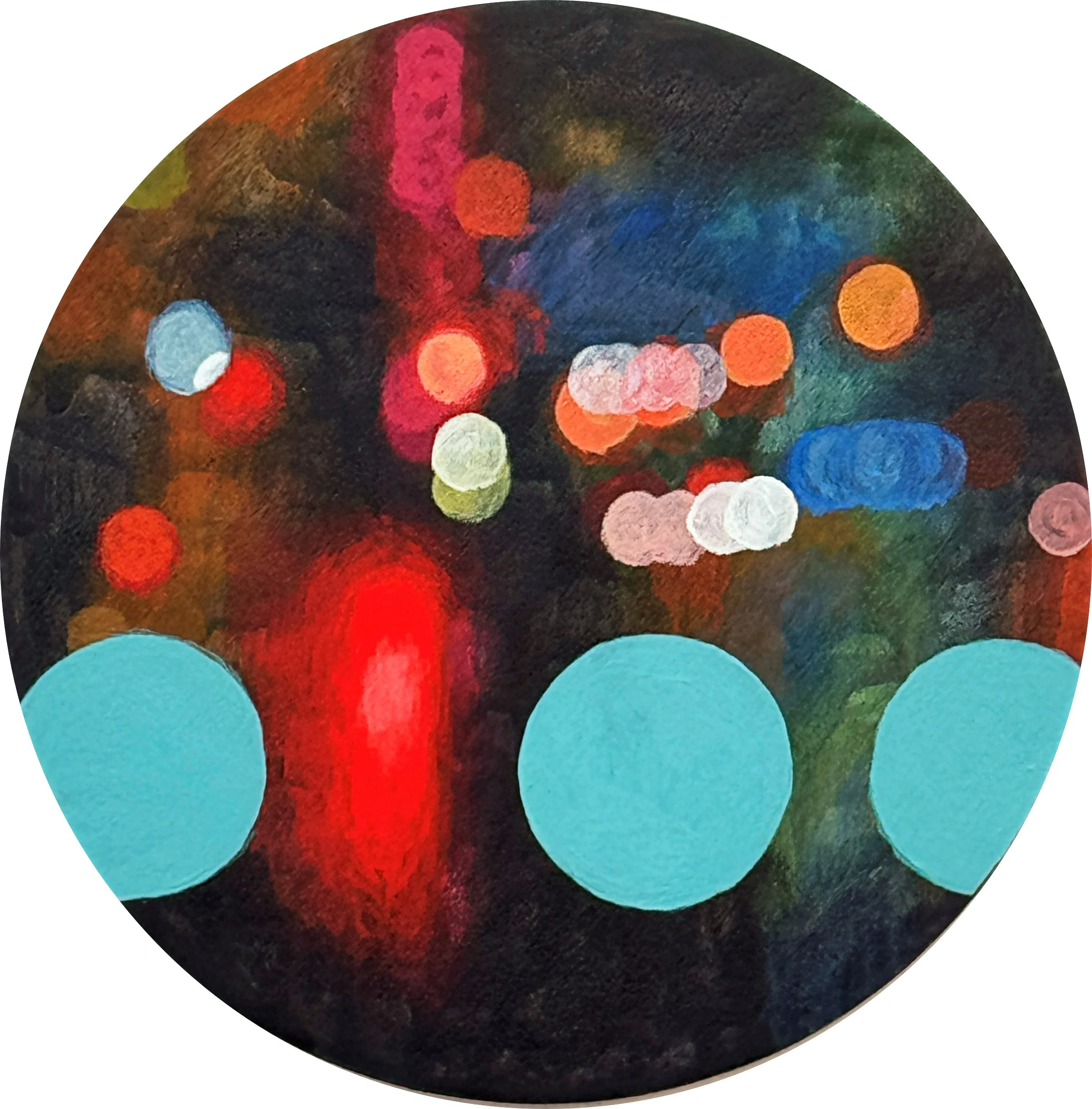  Dots 6” x 6” x 1”  acrylic on wood  available  