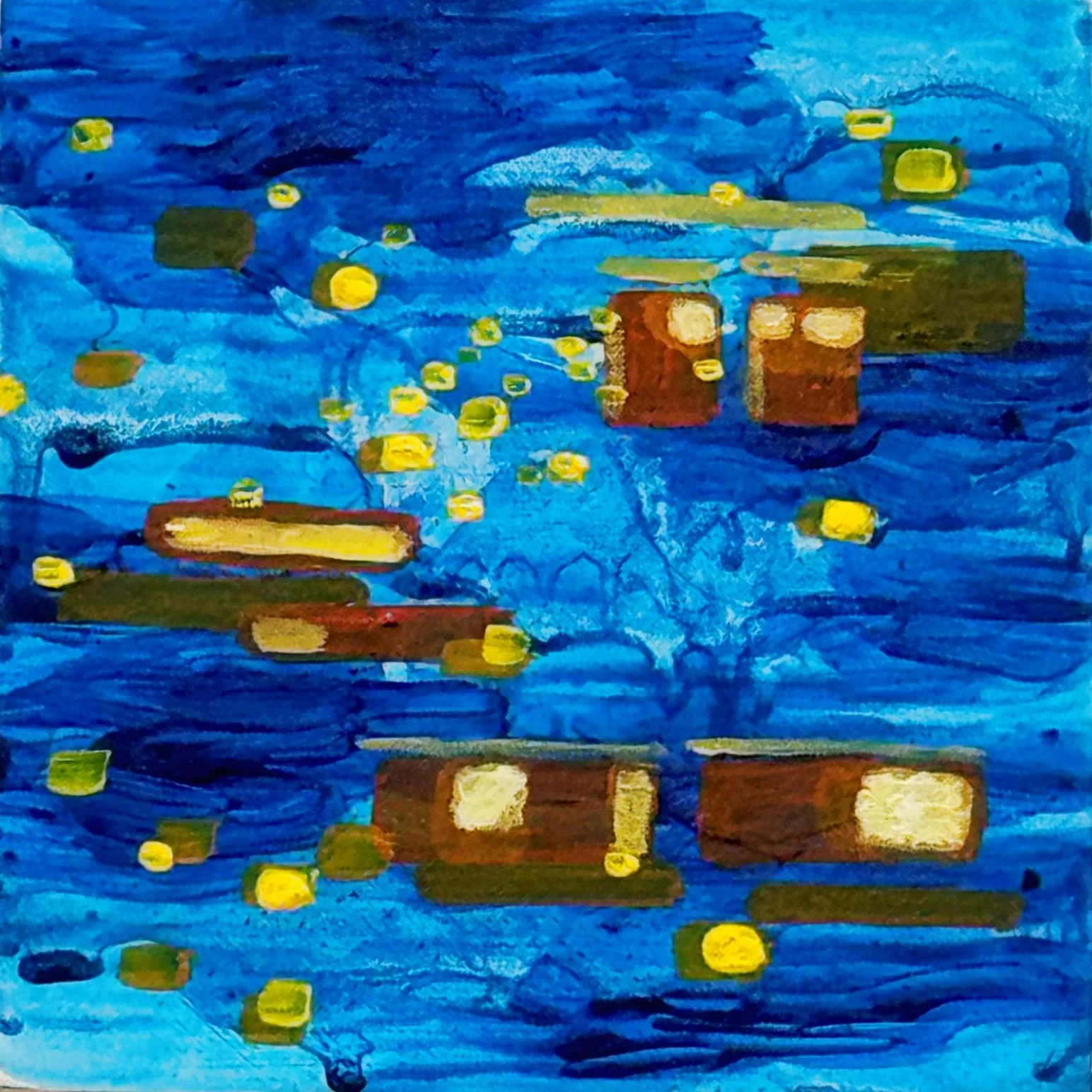  Blue Waves  6” x 6” x 1.5”  Acrylic on wood  available  