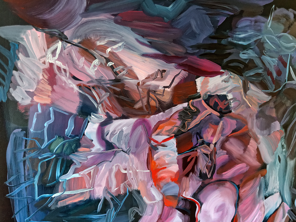 A detailed section of Barycenter IV. Oil on Canvas.