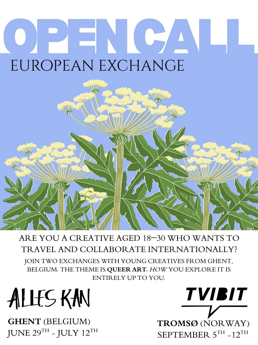 OPEN CALL: Join our Queer Art exchange project with Alles Kan in Belgium!&nbsp;
&nbsp;
This year we&rsquo;re teaming up with Alles Kan, our good friends in Ghent, Belgium, to create a unique international collaboration! Alles Kan is like a cousin of 